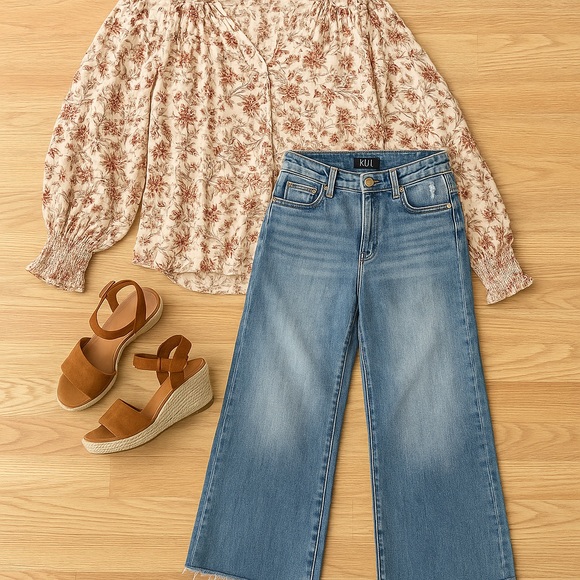 KUT from the Kloth “Meg” Fab Ab,High-Rise Jeans, Light Wash,wide,Raw Hem,Size 8L - Picture 2 of 10